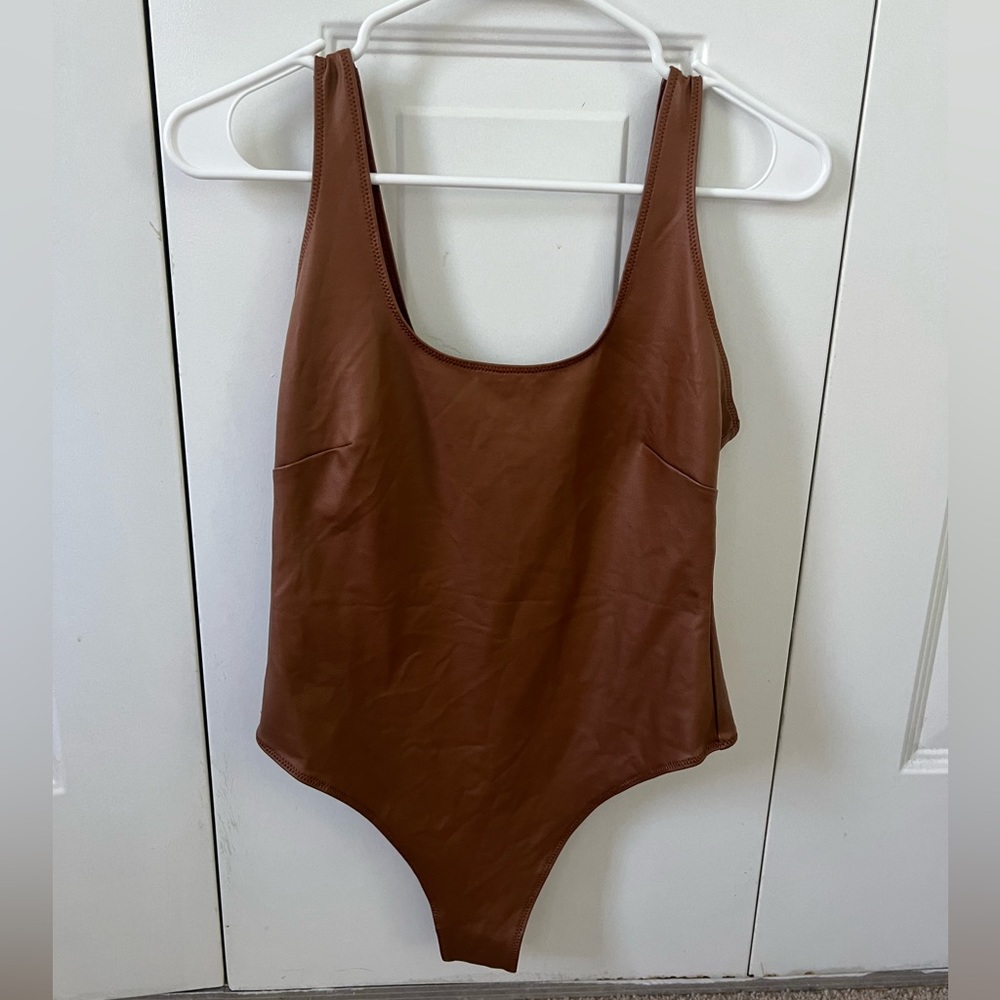 Skims Faux Leather Body Suit